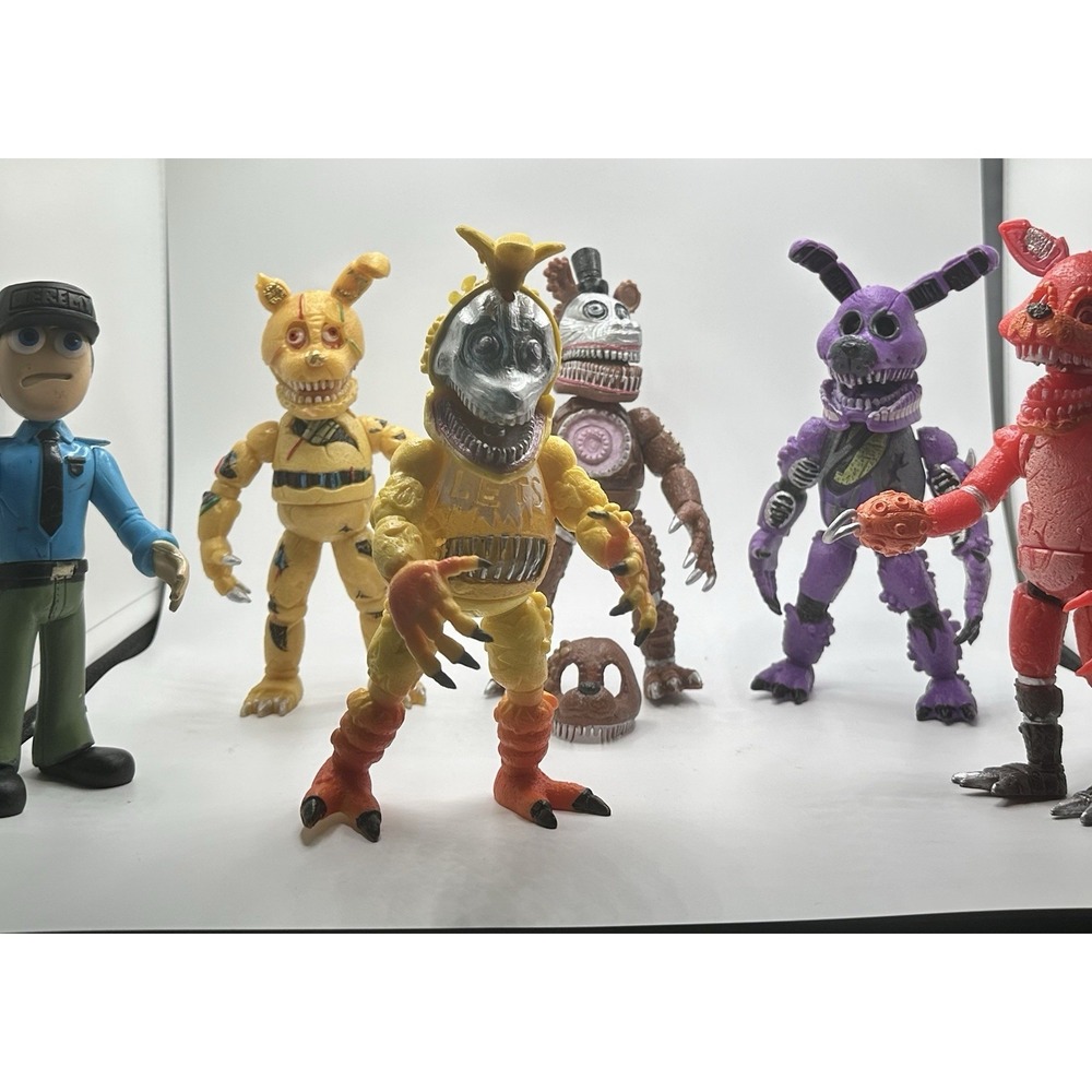 Collectible FNAF Figures Set with Nightmare Foxy, Freddy & Human Security